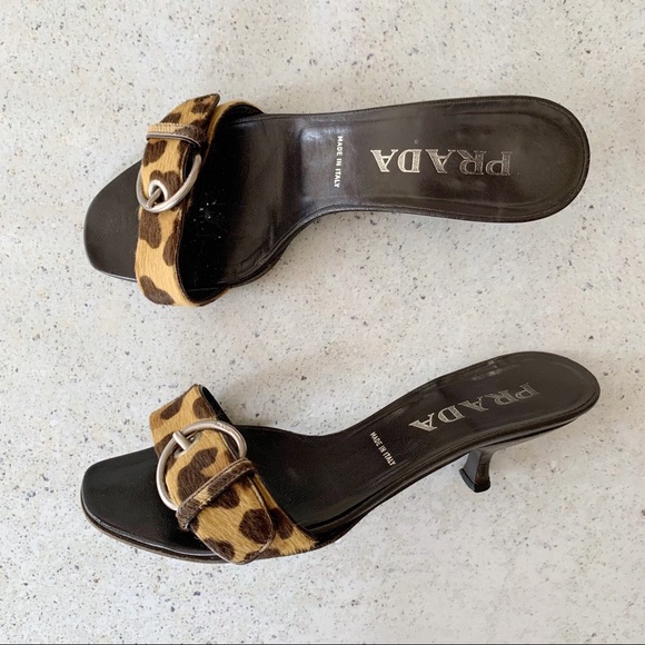 Prada Shoes - 🐆 VINTAGE PRADA Leopard Print Pony Hair Slides